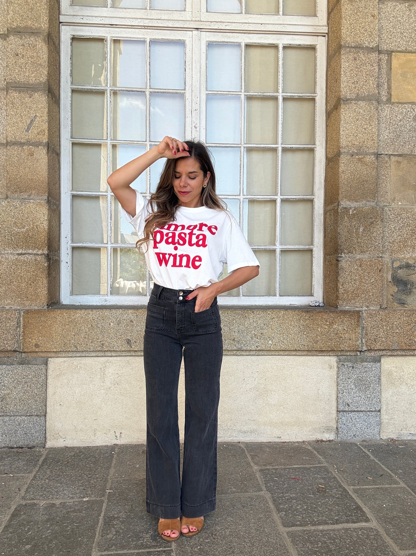 Tee shirt Amor, Pasta, wine