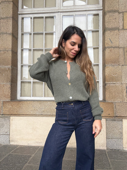 Maille en laine Léonie olive
