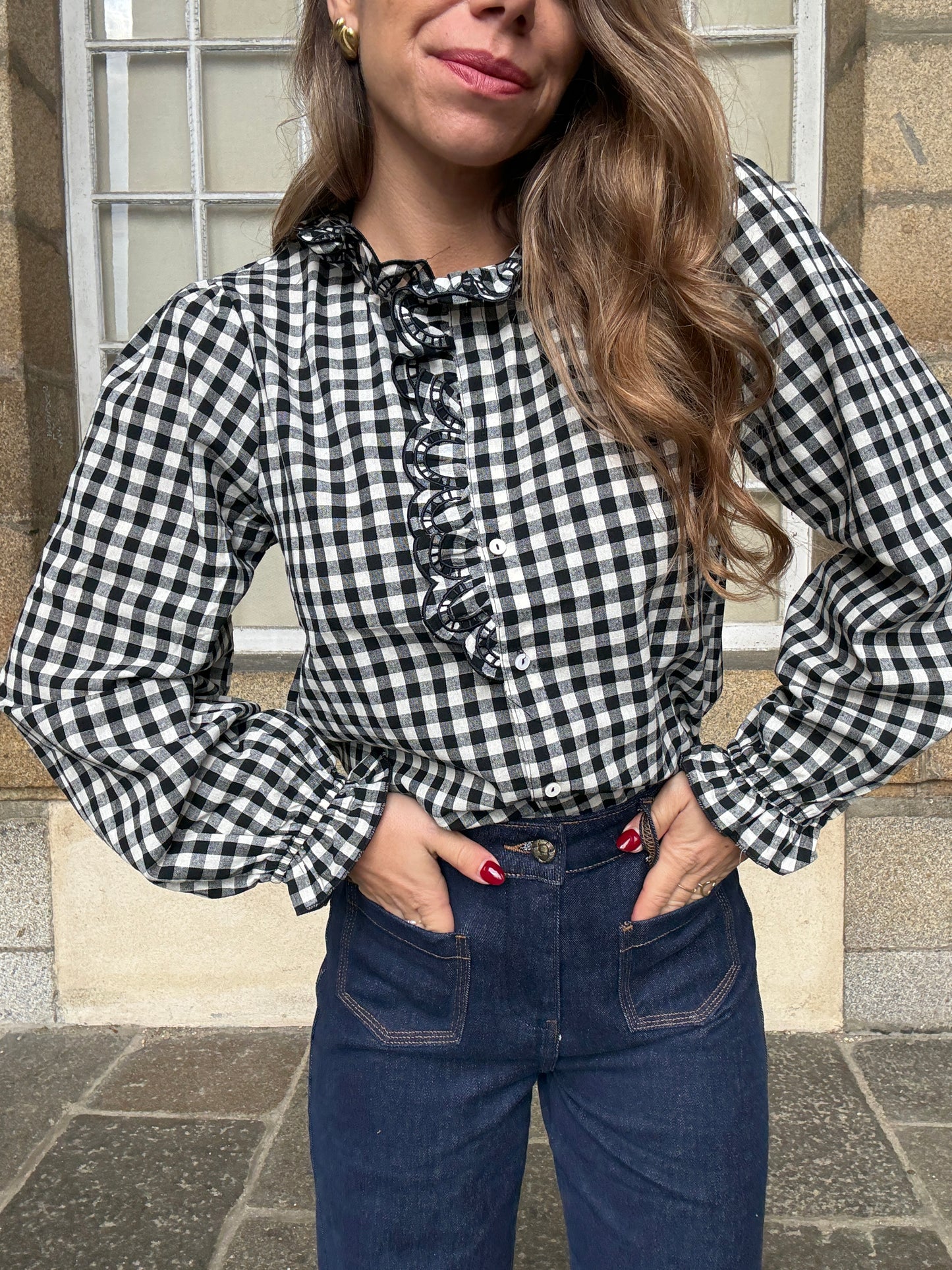 Blouse vichy noire Léonor