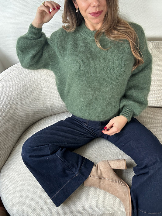 Maille en mohair et laine Gaia kaki