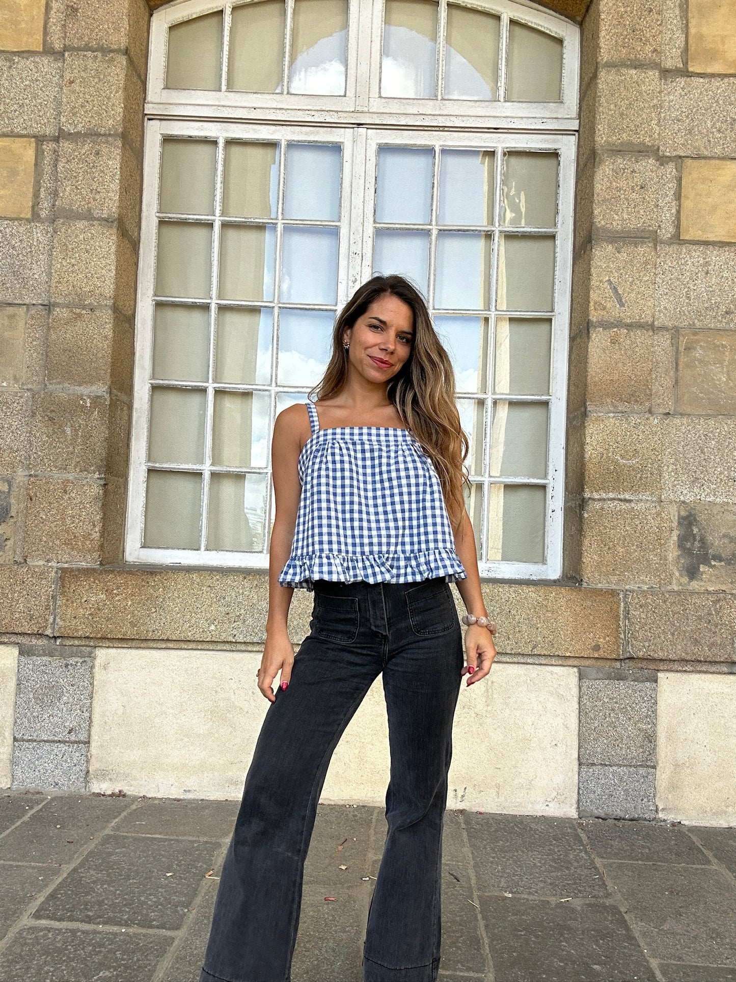 Top Callie vichy bleu marine