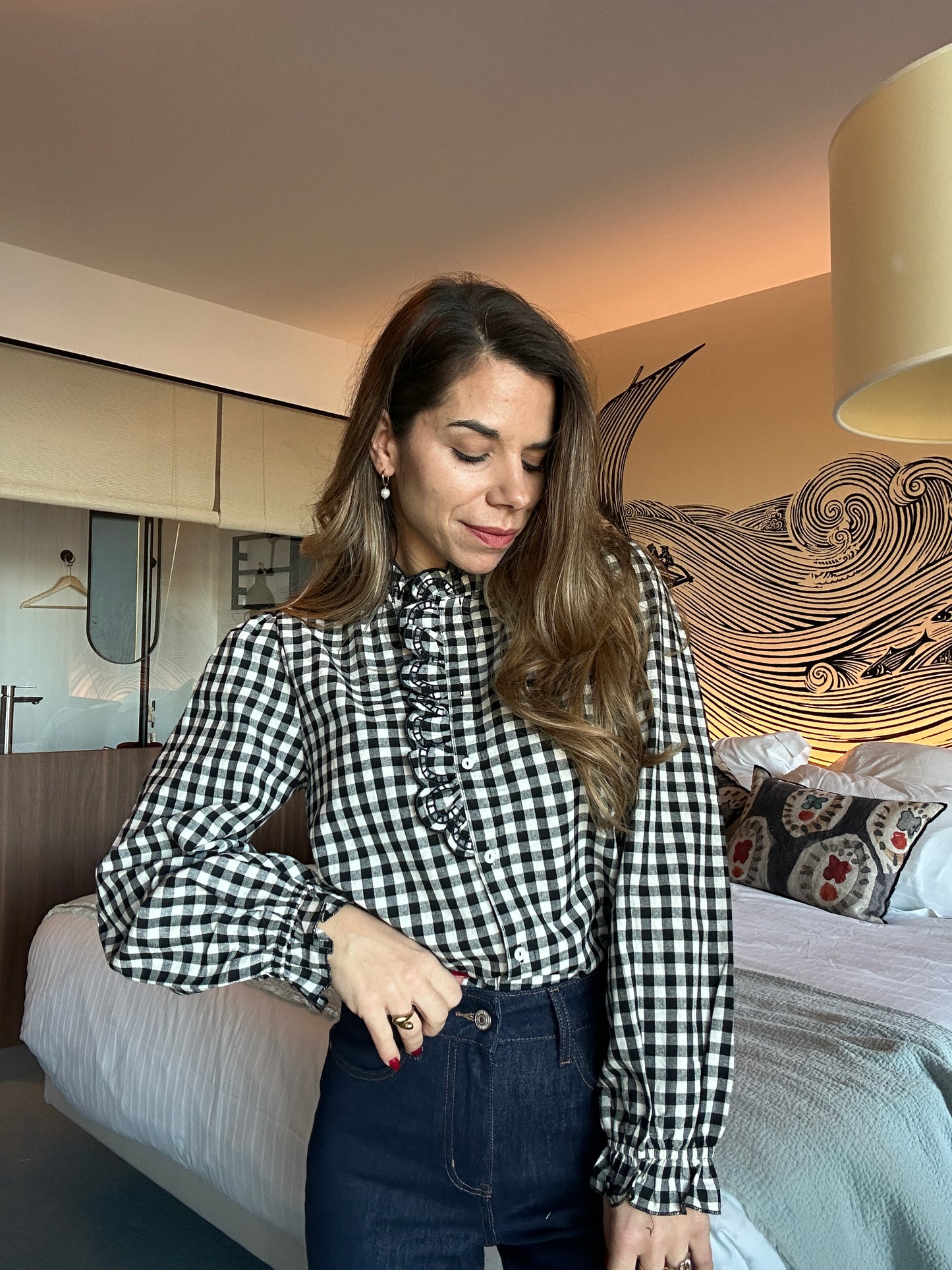 Blouse vichy noire Léonor