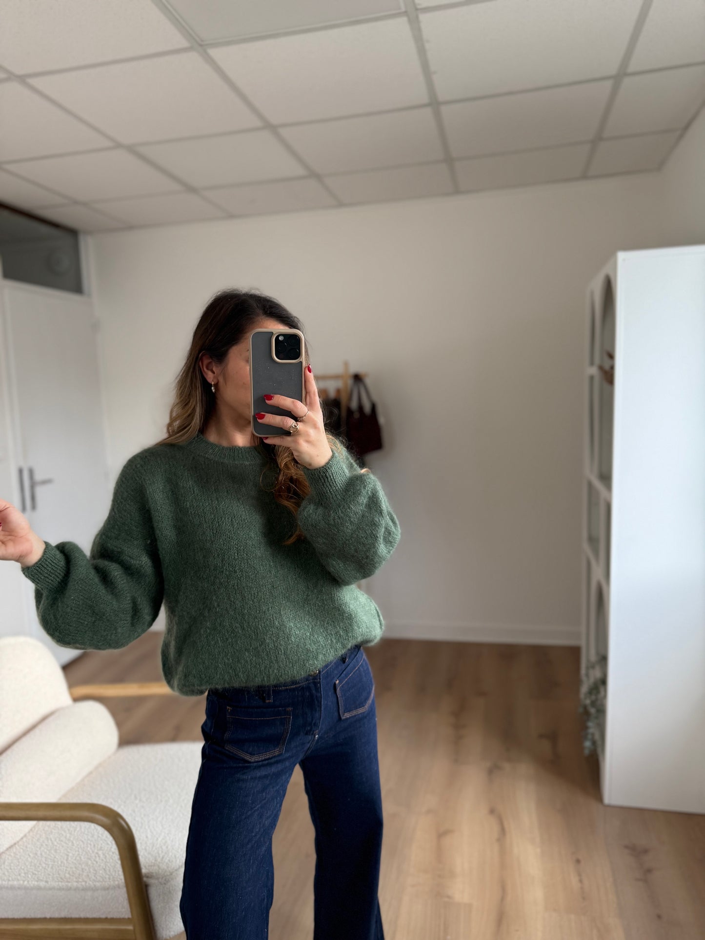 Maille en mohair et laine Gaia kaki