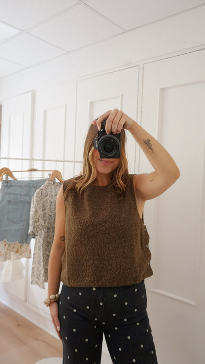 Pull sans manches Louisa marron