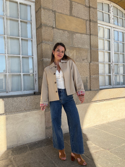 Veste trench liberty en coton beige Edith