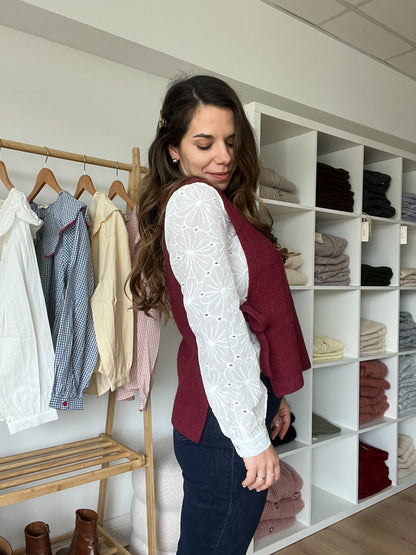 Pull sans manches à noeuds bordeaux Valentine