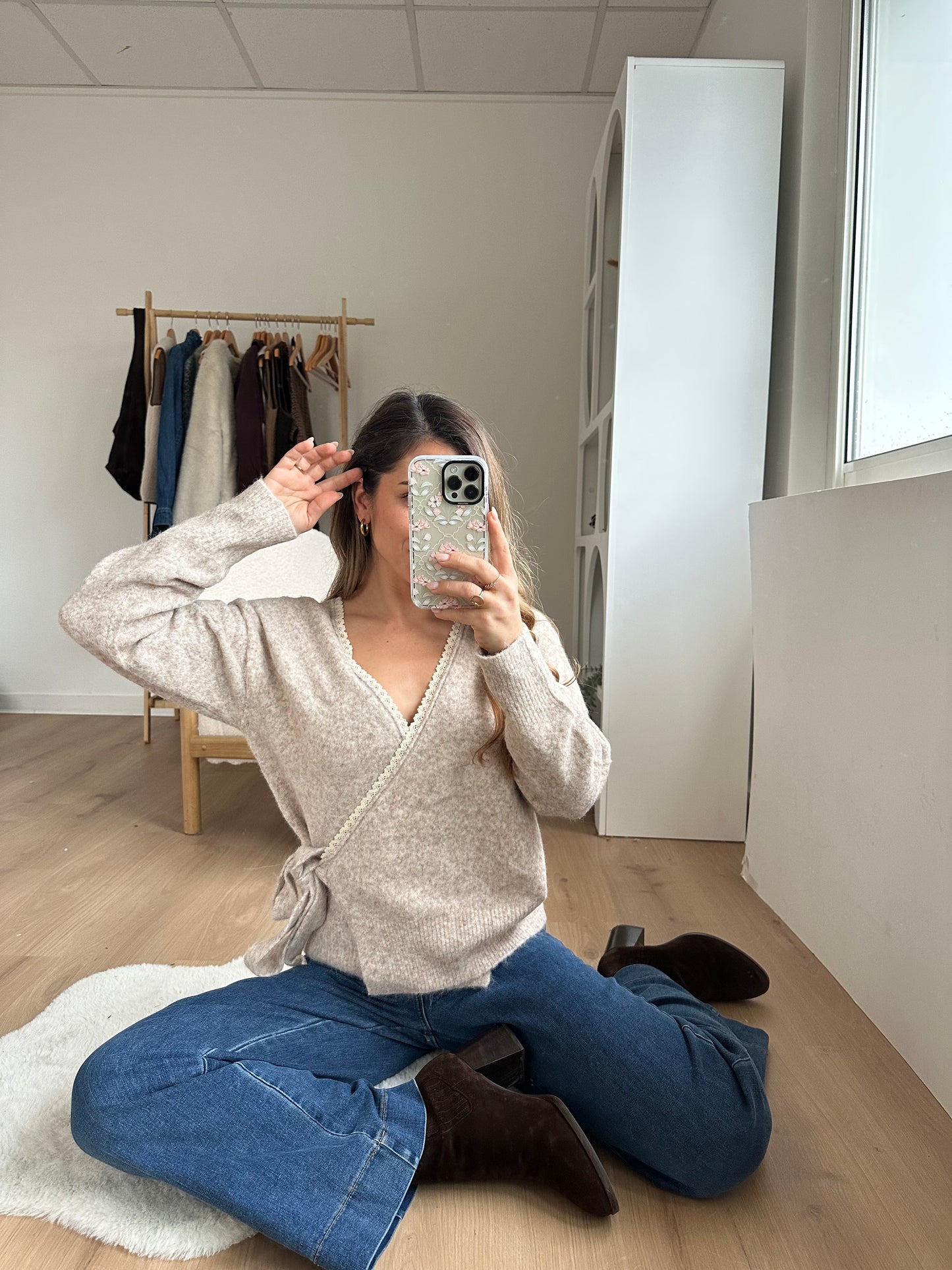 Cardigan à noeud Chloé taupe