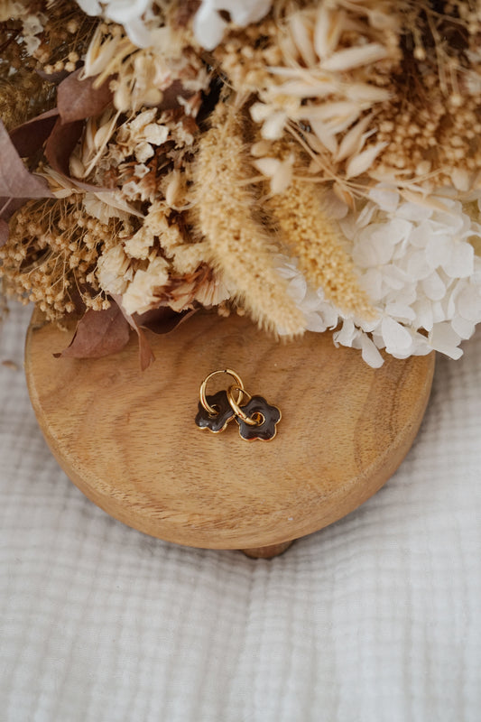 Boucles d'oreille Florette marron