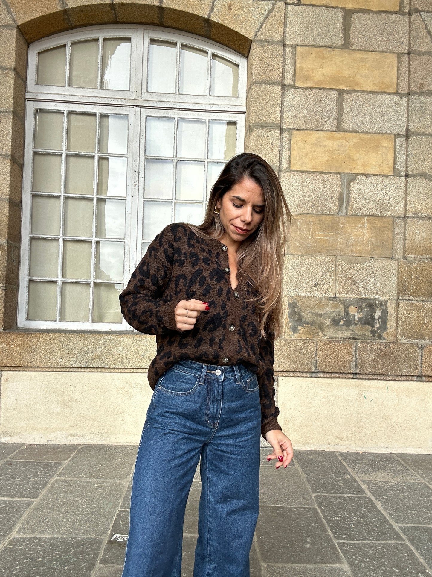 Cardigan léopard Camille marron