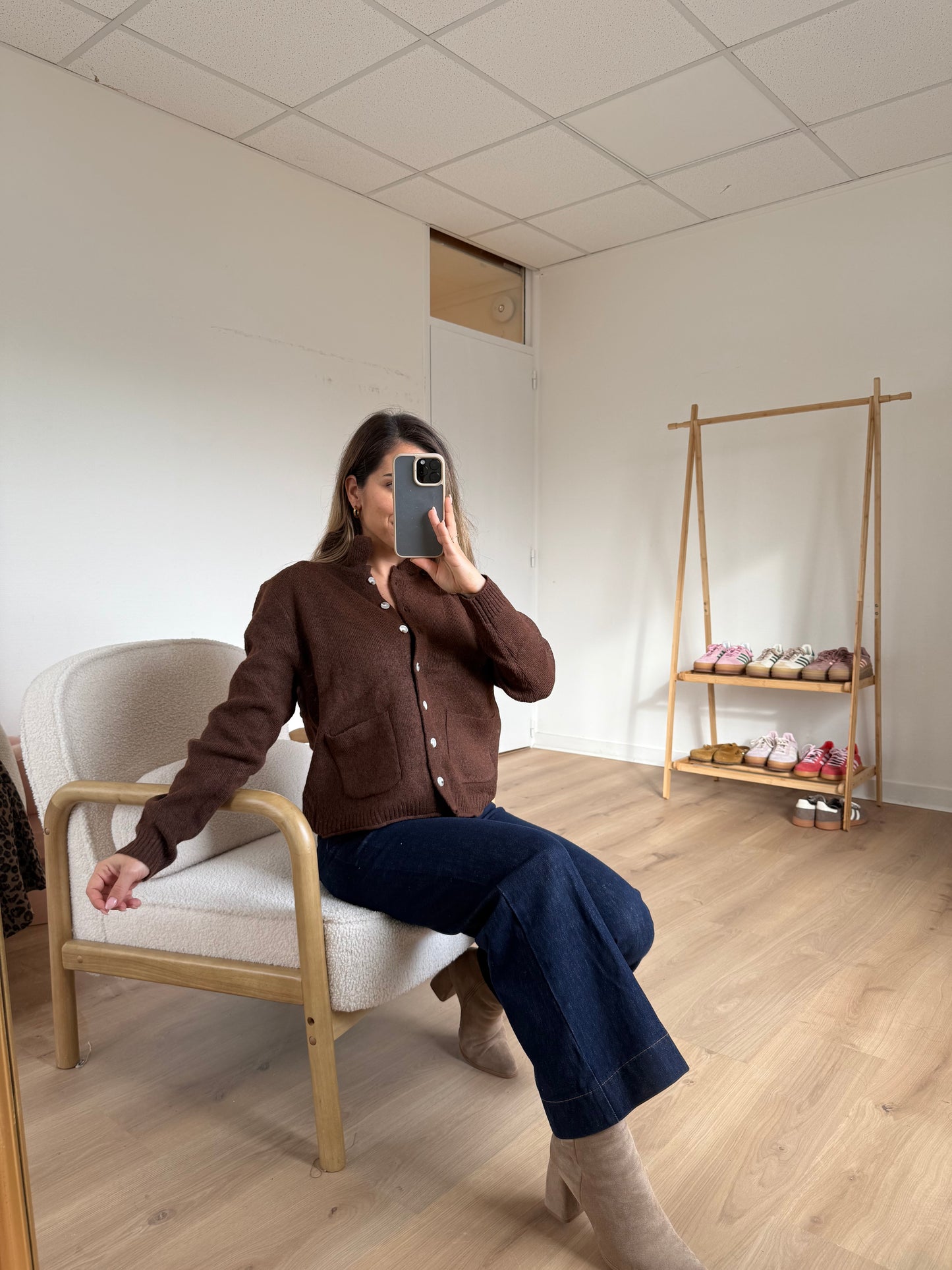 Cardigan à col Colette chocolat