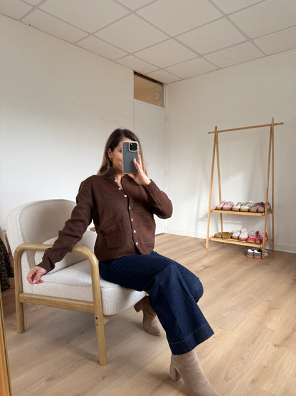 Cardigan à col Colette chocolat