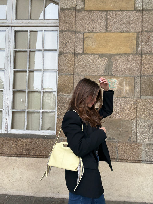 Sac à main en cuir Jodie jaune pâle