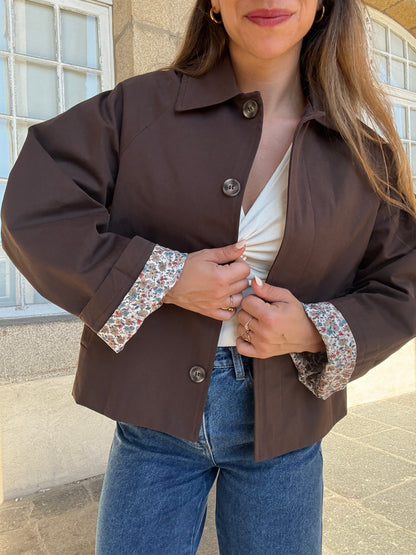 Veste trench Edith en coton Liberty marron