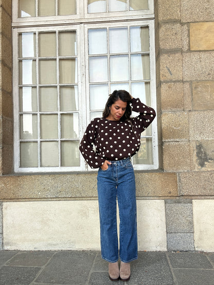 Pull à pois chocolat Zélie