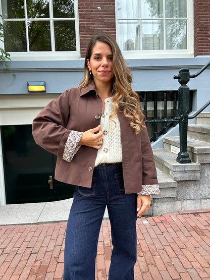 Veste trench Edith en coton Liberty marron