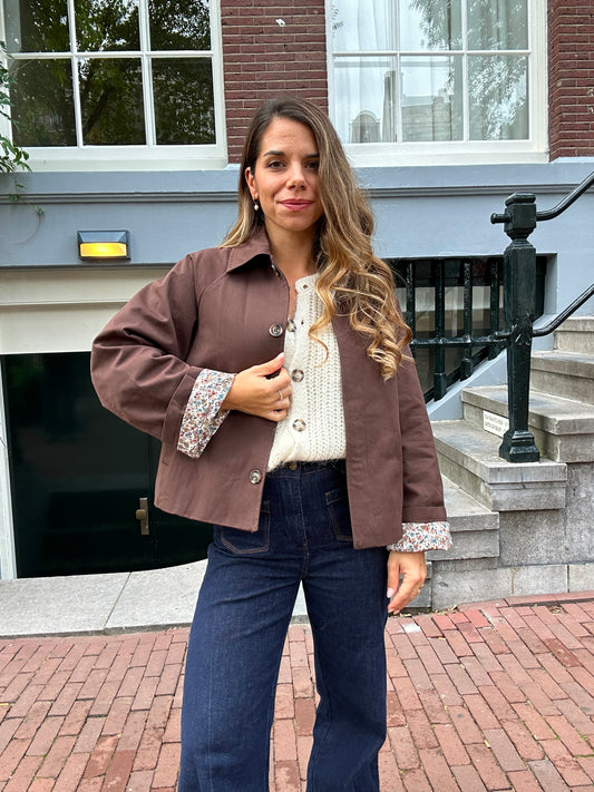 Veste trench Edith en coton Liberty marron