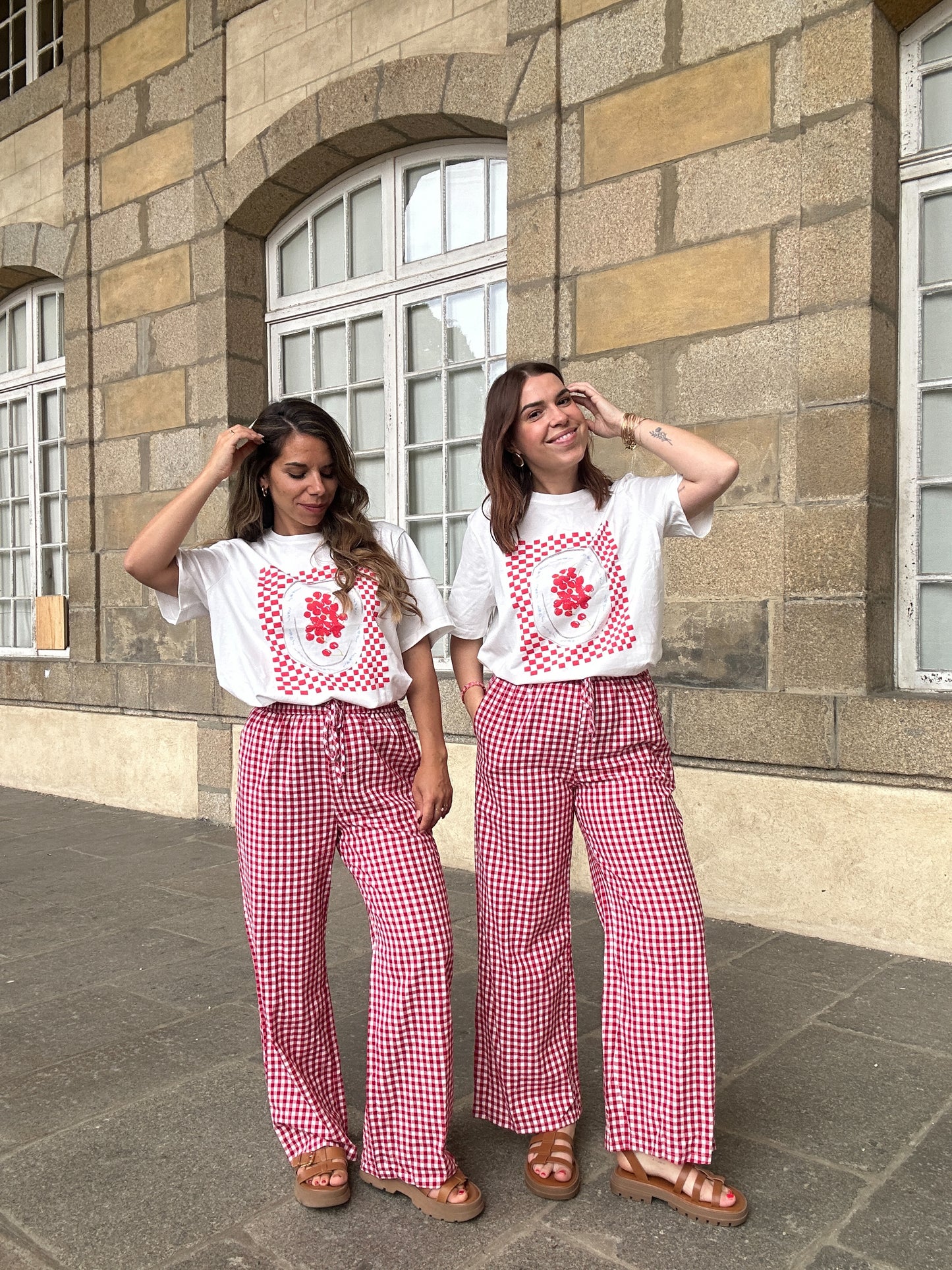 Pantalon fluide vichy rouge Louison