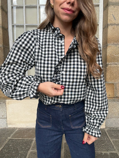 Blouse vichy noire Léonor