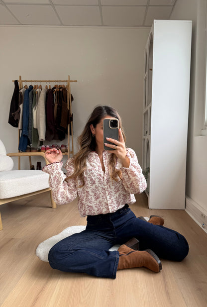 Blouse fleurie Amélia Bordeaux