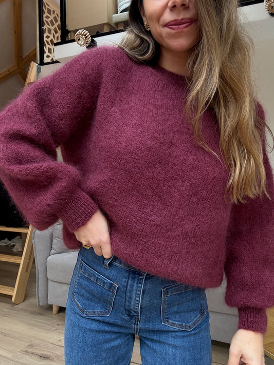 Maille en mohair et laine Gaia Bordeaux