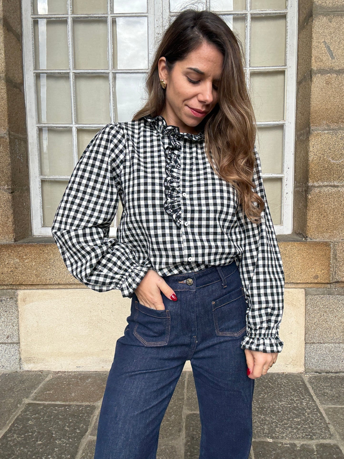 Blouse vichy noire Léonor