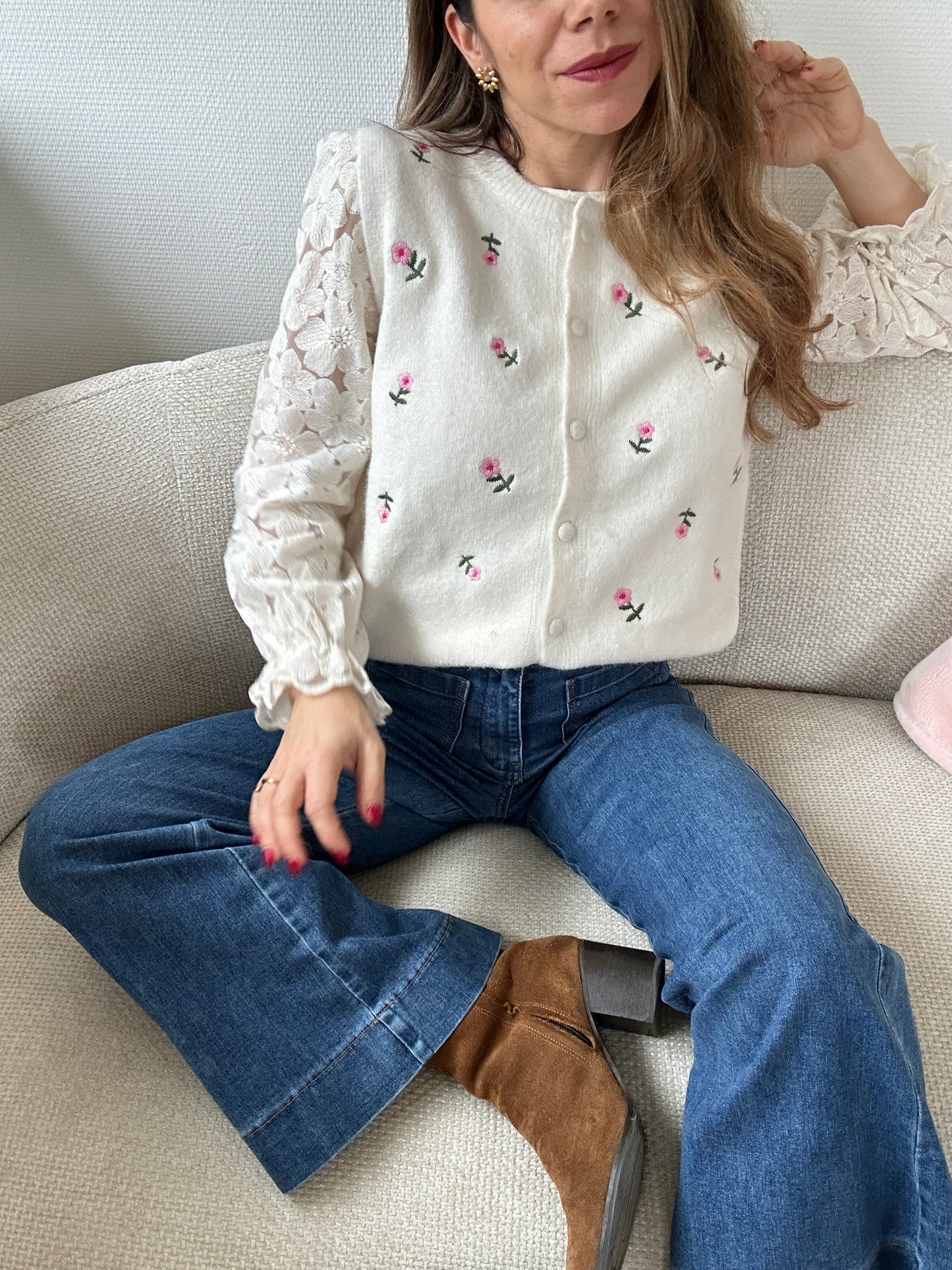 Pull sans manches fleuri Lina