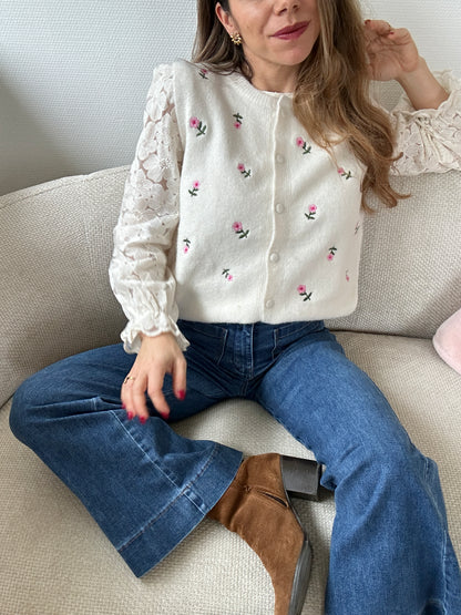 Pull sans manches fleuri Lina