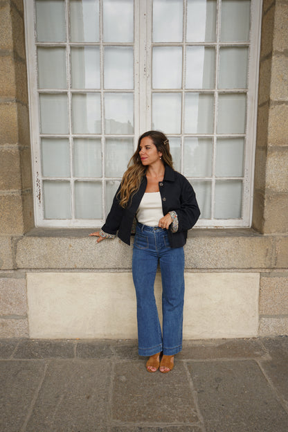 Veste trench liberty en coton marine Edith