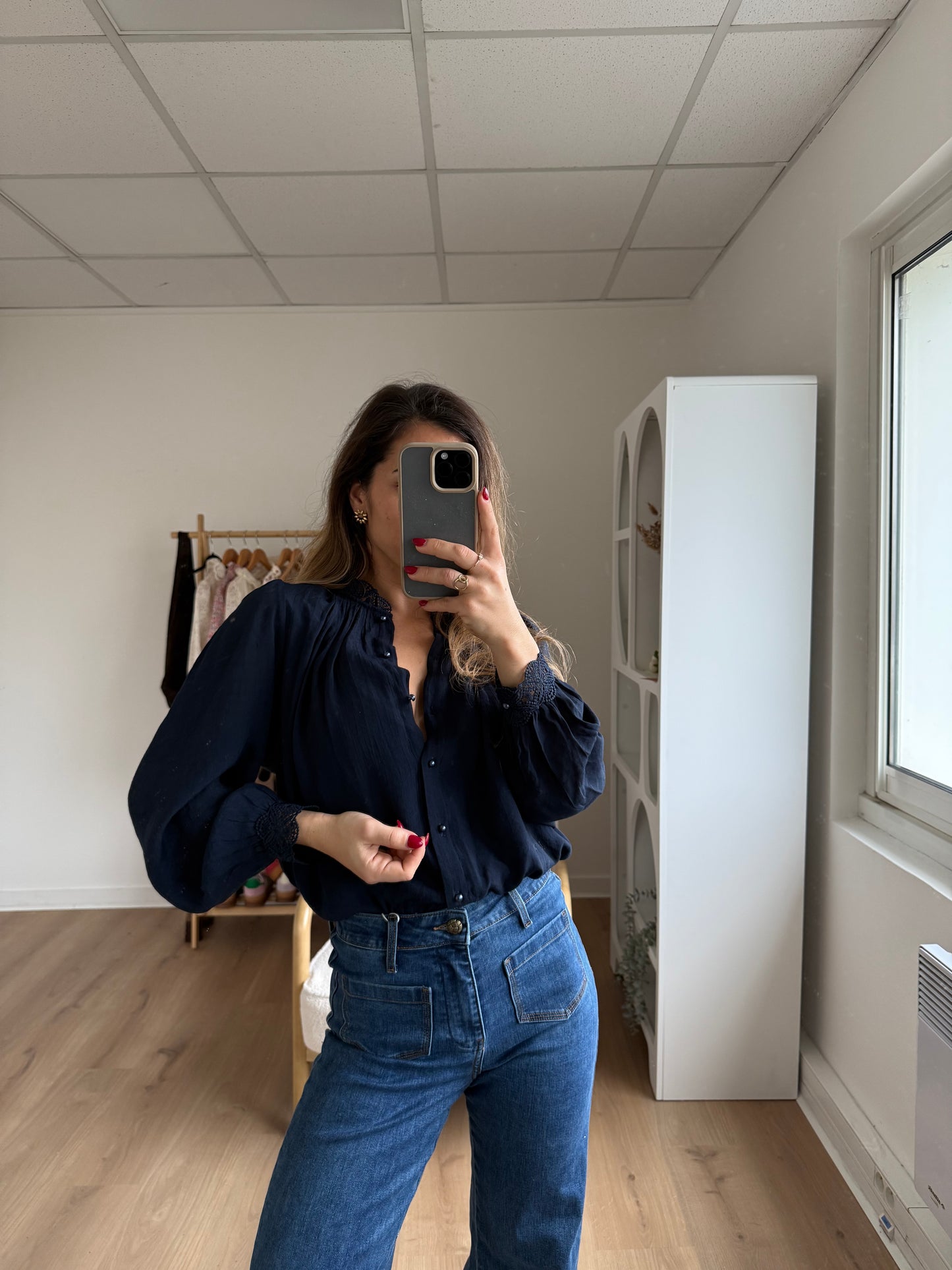 Blouse brodée bleue marine Maïwenn