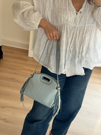 Sac à main en cuir Jodie bleu pastel