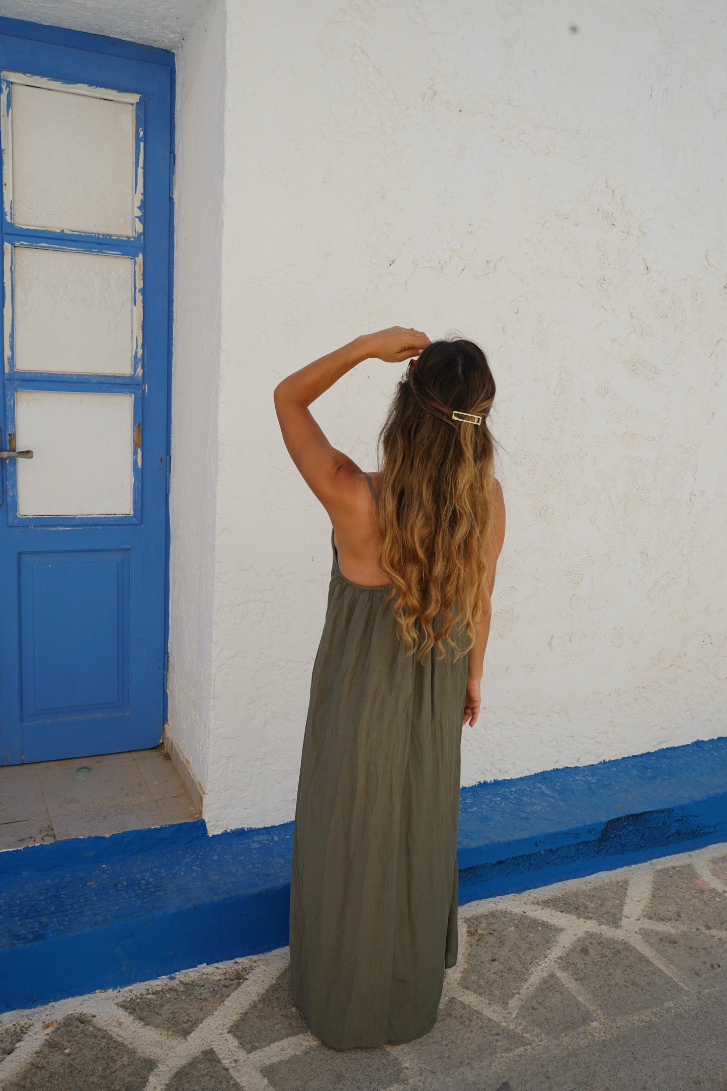 Robe longue Stella kaki
