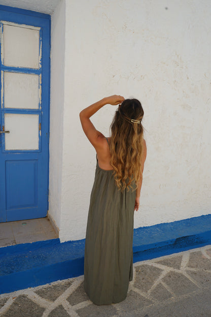 Robe longue Stella kaki