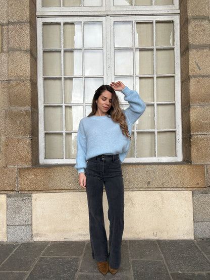 Maille en mohair et laine Gaia bleu glacier