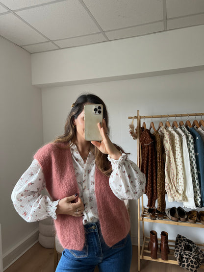 Gilet sans manches en mohair et laine Alma