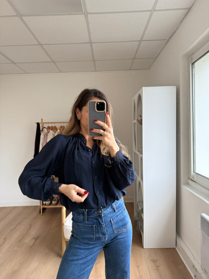 Blouse brodée bleue marine Maïwenn