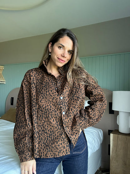 Veste en jean Céleste léopard marron