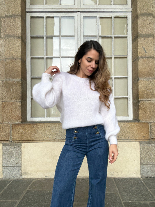 Maille en mohair et laine Gaia blanche