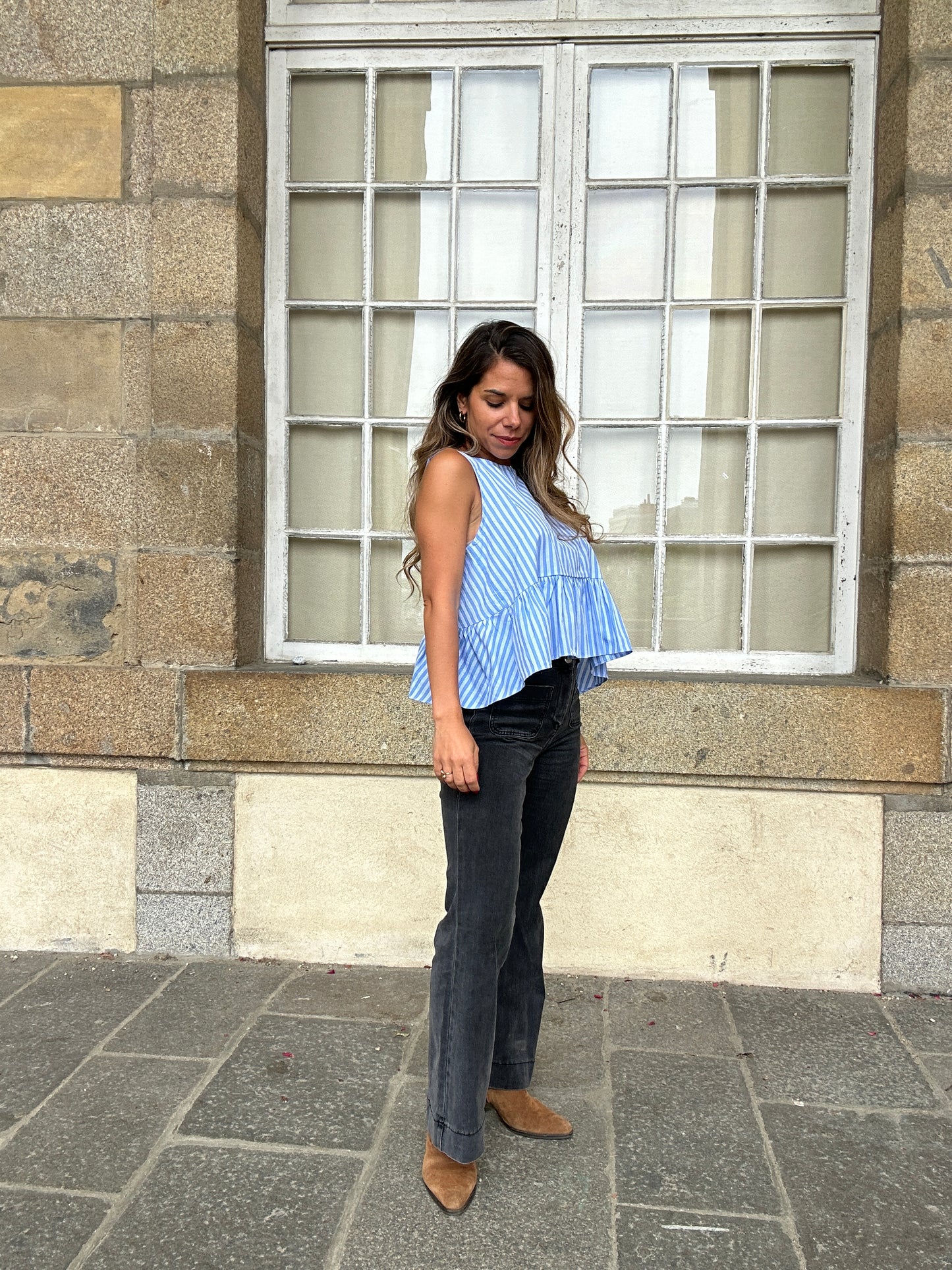 Top rayé Raquel bleu