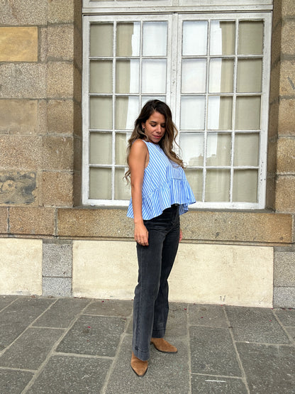 Top rayé Raquel bleu