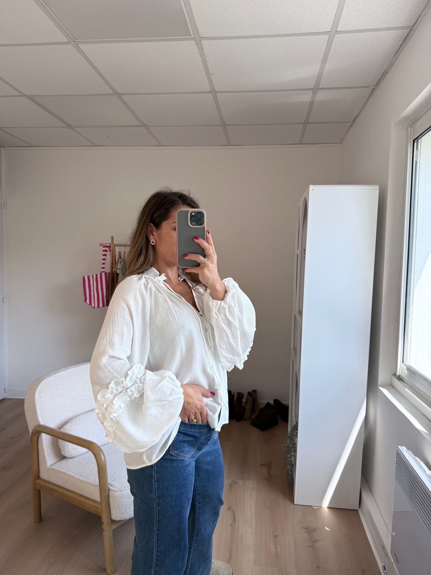 Blouse Esmée à volants écru