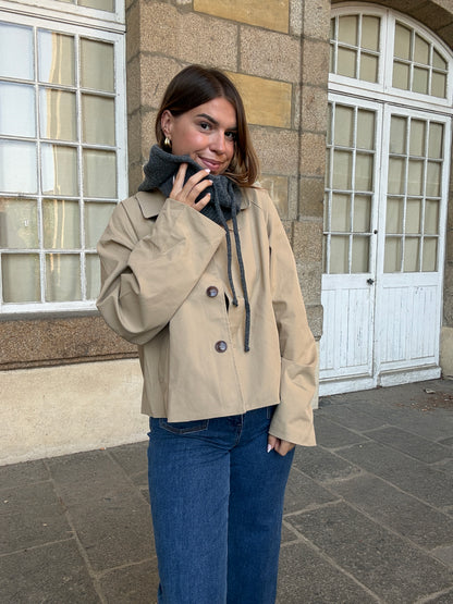 Cagoule en laine et cachemire grise