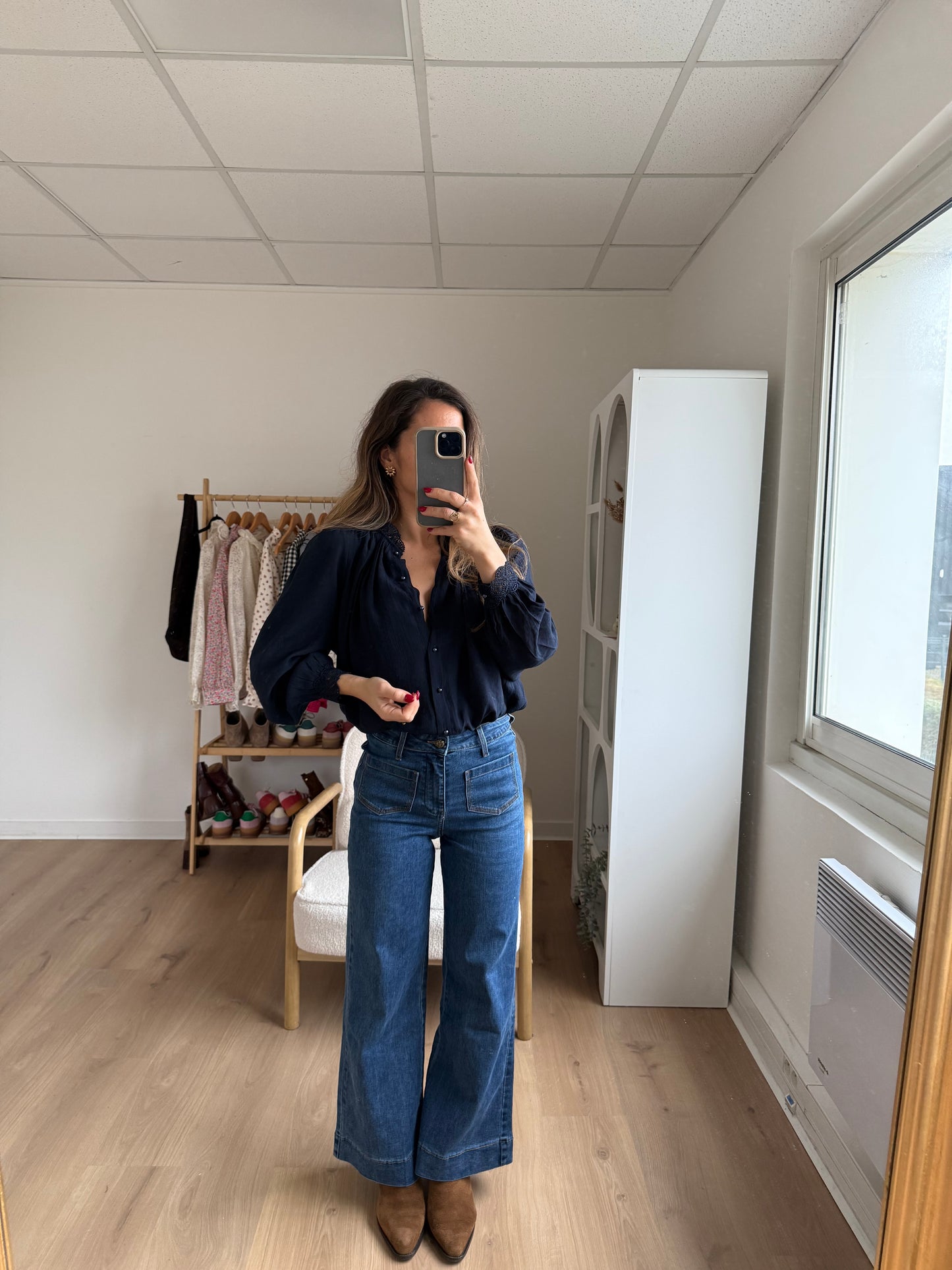 Blouse brodée bleue marine Maïwenn