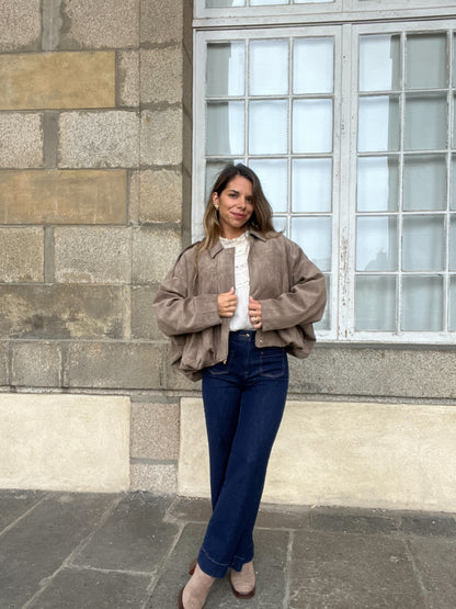Veste effet suédine Léonie taupe
