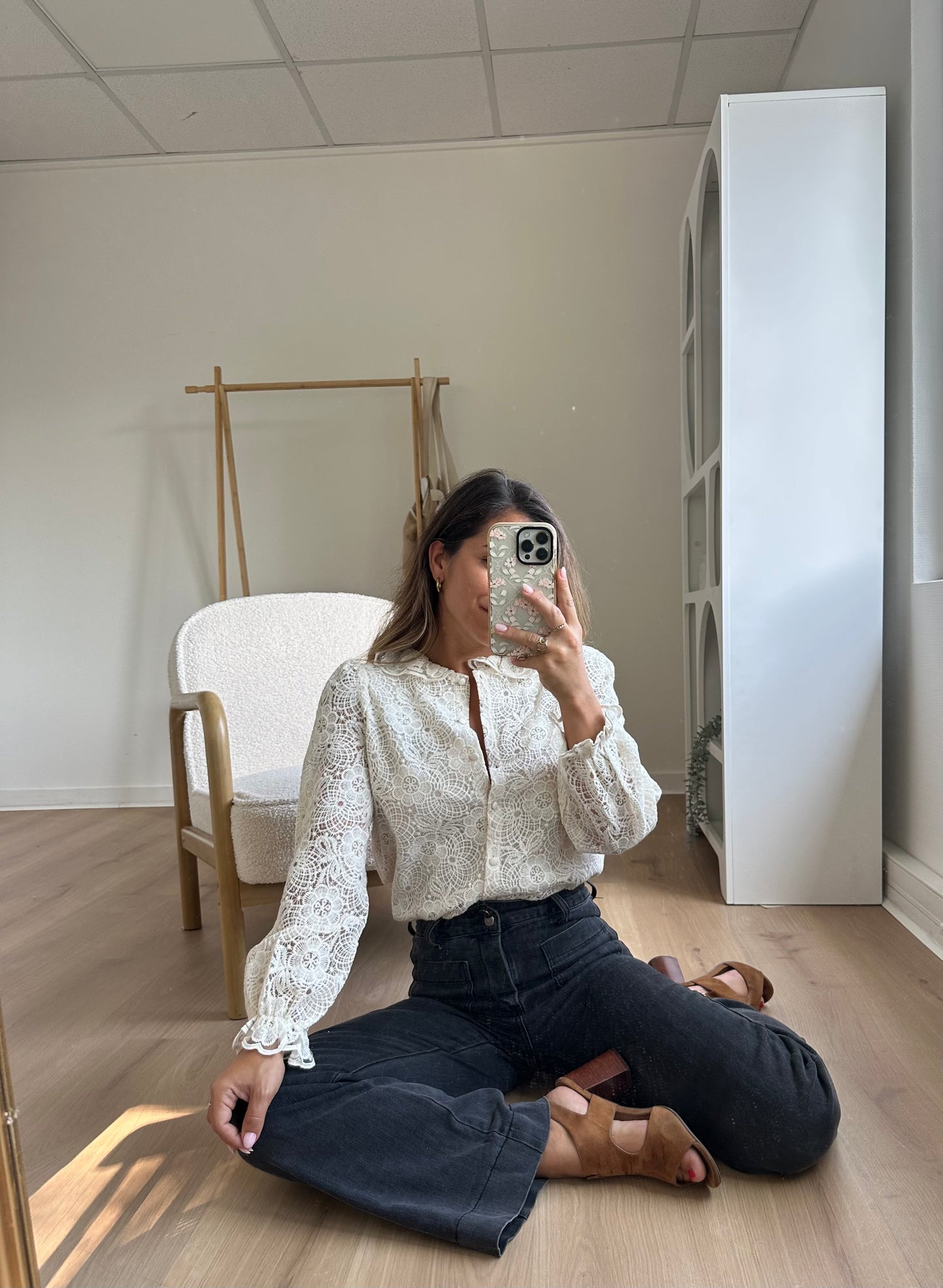 Blouse en dentelle écrue Rosa