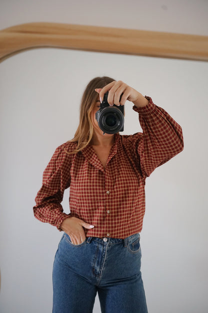 Blouse à carreaux Sybille bordeaux