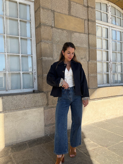Veste trench liberty en coton marine Edith