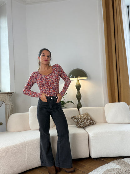 Body Martha fleuri bordeaux
