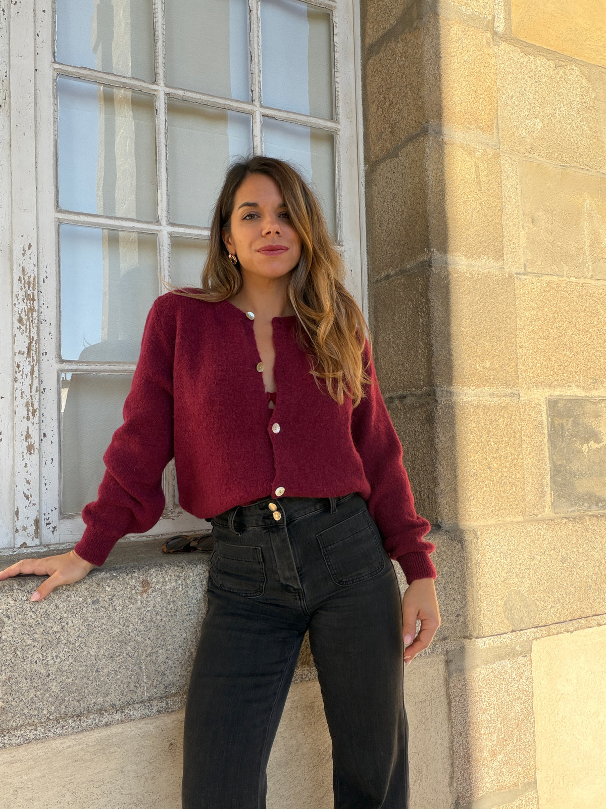 Maille en laine Léonie bordeaux