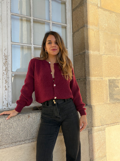 Maille en laine Léonie bordeaux