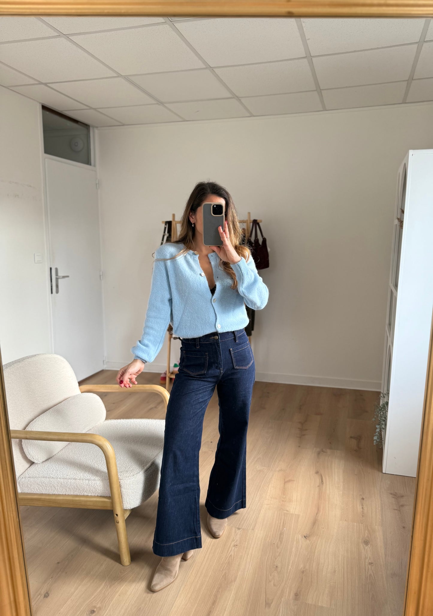 Maille en laine Léonie bleu glacier